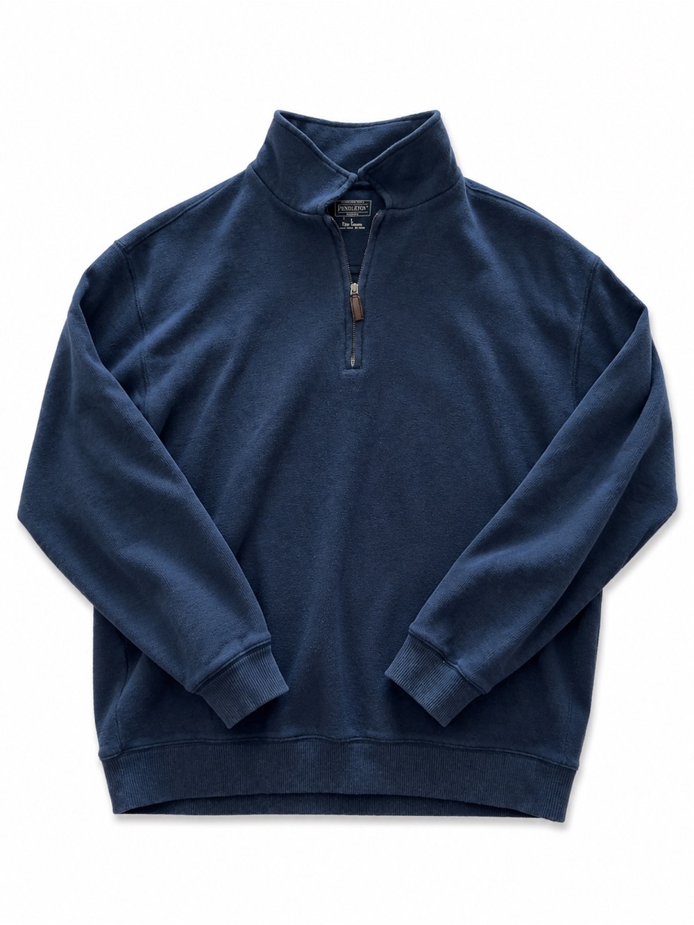 Pendleton 100% Cotton Navy Quarter Zip Pullover Sweater Large Heritage